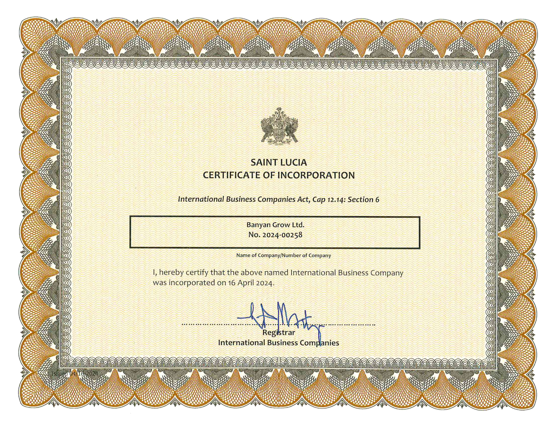 certificate